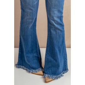 Frayed Hem Flared Denim Jeans