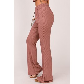 Red Striped High Waist Wide Leg Pants