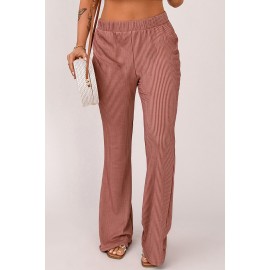 Red Striped High Waist Wide Leg Pants