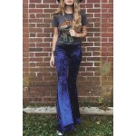 Cobalt Blue Flare Velvet Pants