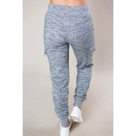 Heathered Gray Pocketed Casual Joggers