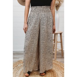 Leopard Print Smocked Waist Flare Pants