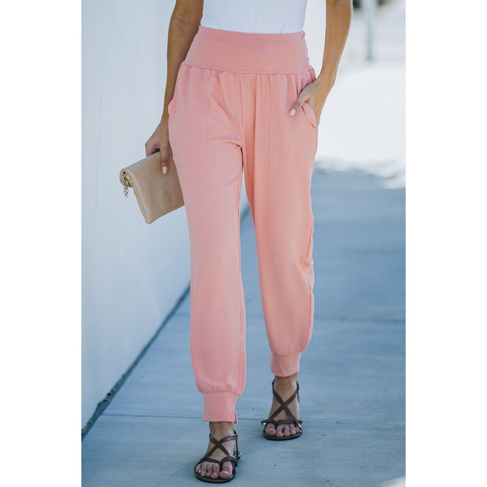 Pink Pocketed Casual Joggers