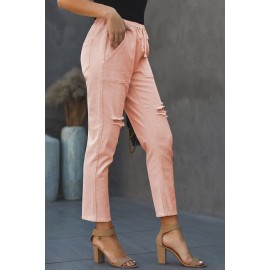 Pink Pocketed Denim Joggers