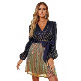 People Be Talking Sequin Long Sleeve Mini Dress