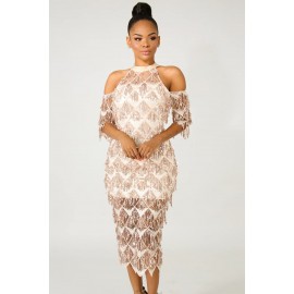 Fringe Sequin Midi Dress