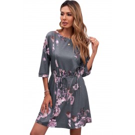 Gray Floral Lounge Tunic Dress