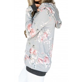 Casual Floral Printed Hoodie