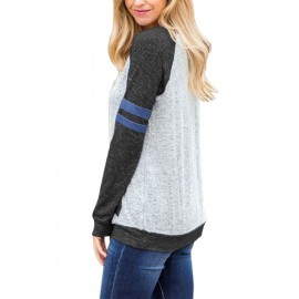 Contrast Stripes Black Sleeves Women Sweatshirt