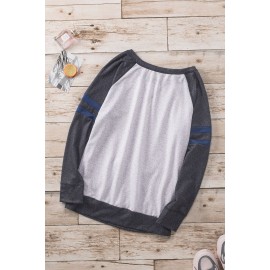 Contrast Stripes Black Sleeves Women Sweatshirt