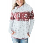 White Double Hood Snowfall Print Sweatshirt