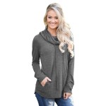 Charcoal Drawstring Cowl Neck Sweatshirt