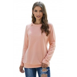 Gold Zip Detail Pink Pullover Sweatshirt