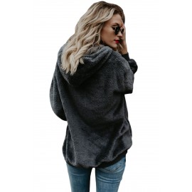 Dark Gray Warm Furry Pullover Hoodie