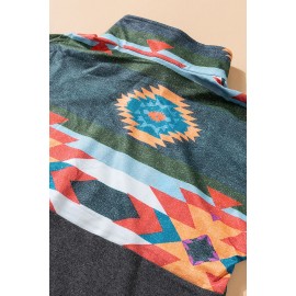 Aztec Print Atop Charcoal Pullover Sweatshirt